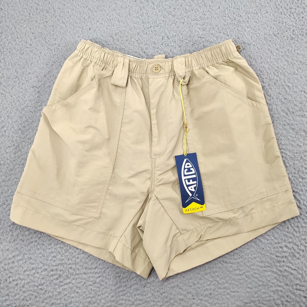 AFTCO Fishing Shorts Womens 34 Beige NEW 5 Inch Nylon Elastic Waist UPF 50